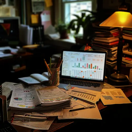 Paperwork and graphs showing accurate bookkeeping services in New York