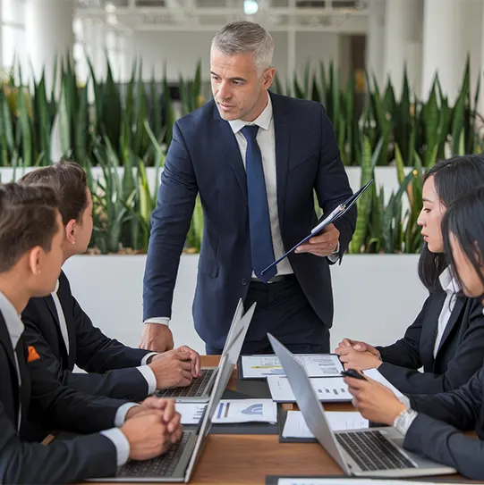 Franchise CFO services meeting focused on budgeting, cash flow planning, and financial strategy.