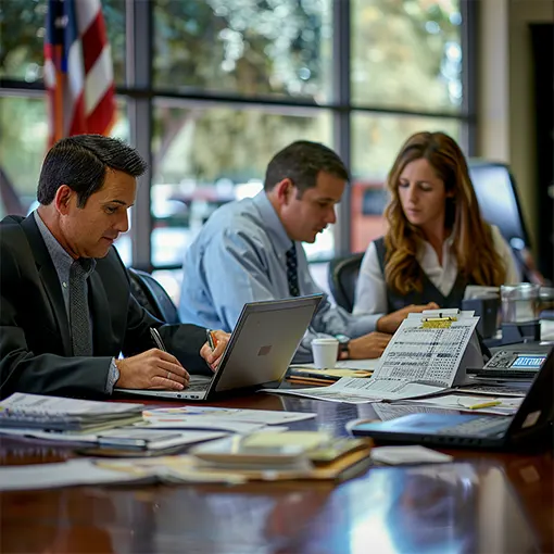 The accounting team is processing payroll data to deliver a reliable payroll service for small businesses.