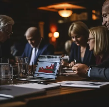 A professional team meeting to review growth metrics and financial charts, showcasing the strategic benefits of expert startups payable services.