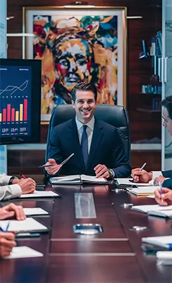 Franchise CFO services presentation showing profit trends, forecasting, and performance analysis.