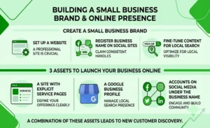 Building a small business brand and online presence with a website, Google Business Profile, social media, and local SEO