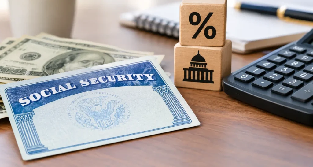 Social Security tax rules, rates, and exemptions with money and calculator